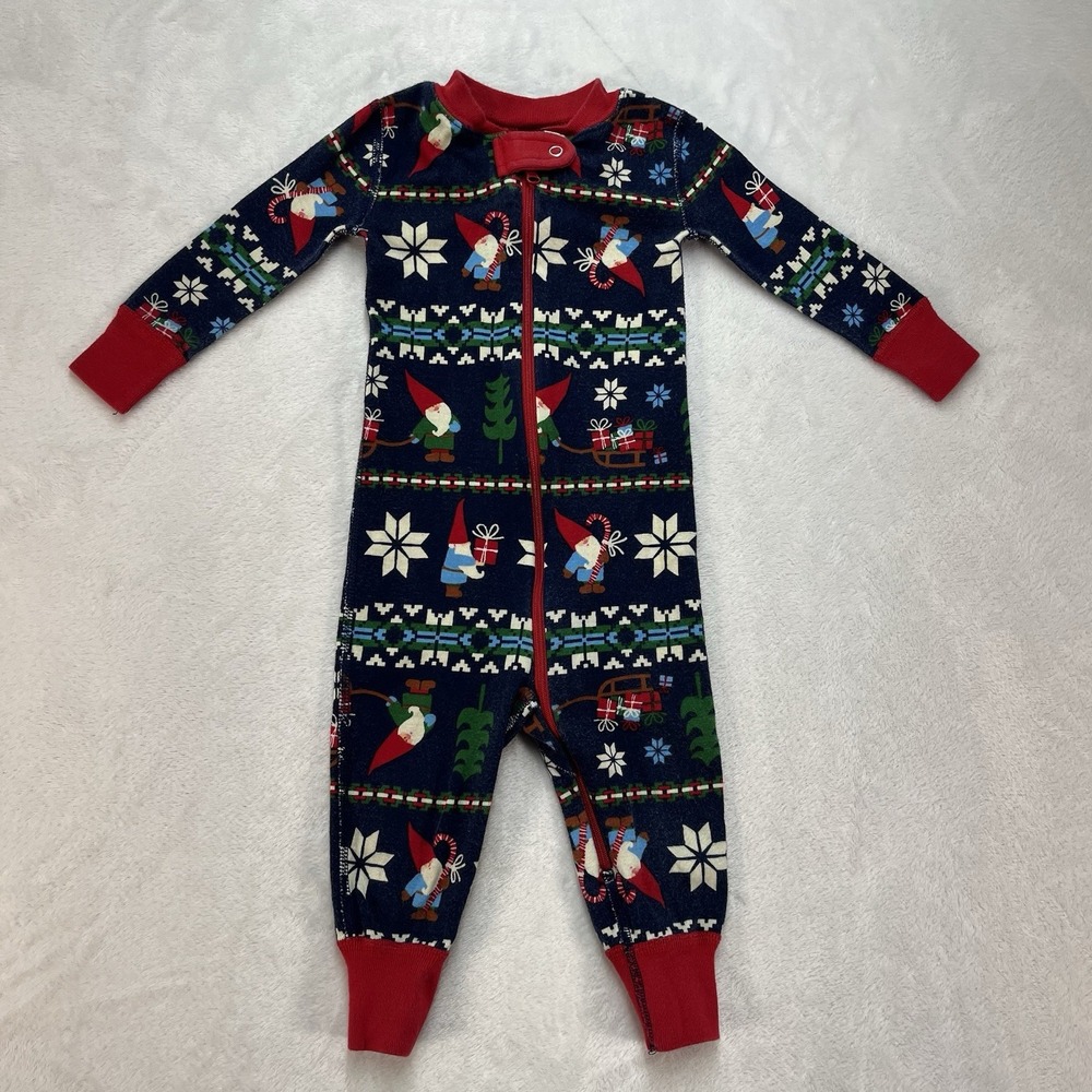 Hanna Andersson Organic Cotton Sleeper Unisex Baby 12-18m Christmas Gnomes
